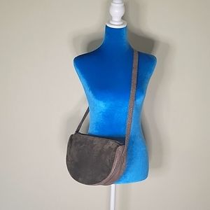 70s 80s HALSTON suede and leather crossbody purse